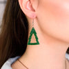 Tree Glitter Drop Earrings - Green