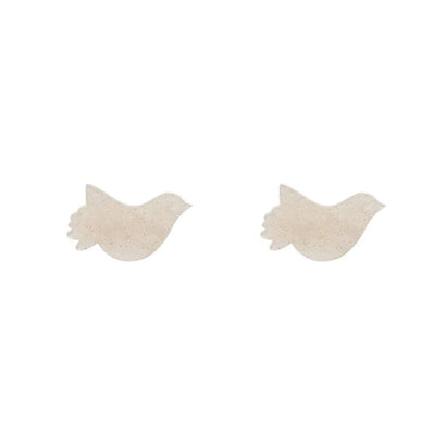 Erstwilder Essentials Bird Ripple Glitter Resin Stud Earrings - Cream EE0015-RG8100