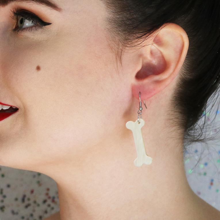 Erstwilder Essentials Bones Ripple Resin Drop Earrings - Cream EE1014-RI8100