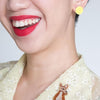Circle Bubble Resin Stud Earrings - Yellow