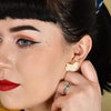 Bird Ripple Glitter Resin Stud Earrings - Cream