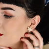 Flower Ripple Glitter Resin Stud Earrings - Cream