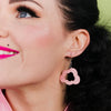 Cloud Glitter Resin Drop Earrings - Pink