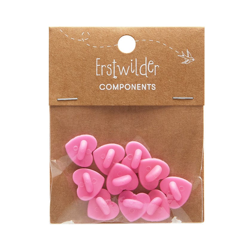 Enamel Pin Rubber Heart Locking Clasp 10-Pack-Pink  -  Erstwilder  -  Quirky Resin and Enamel Accessories