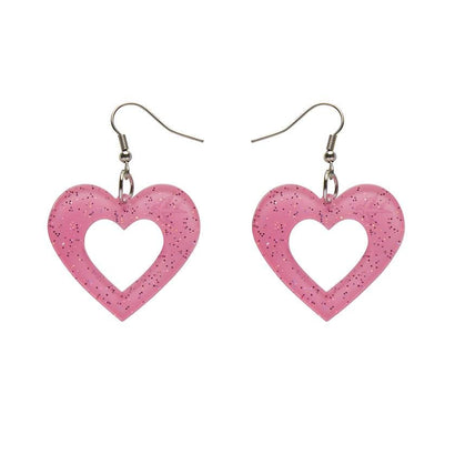 Erstwilder Essentials Heart Glitter Resin Drop Earrings - Pink EE1005-SG2000