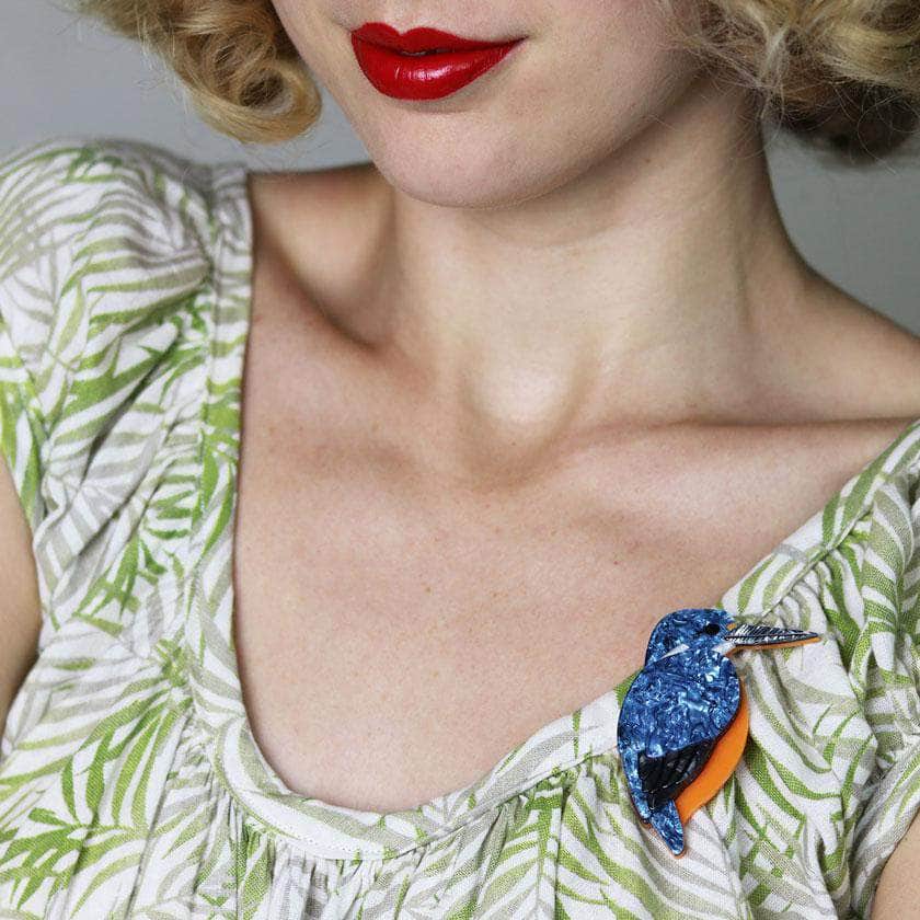 Erstwilder Royal Reeler Kingfisher Brooch BH6666-3061