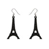 Eiffel Tower Glitter Resin Drop Earrings - Black