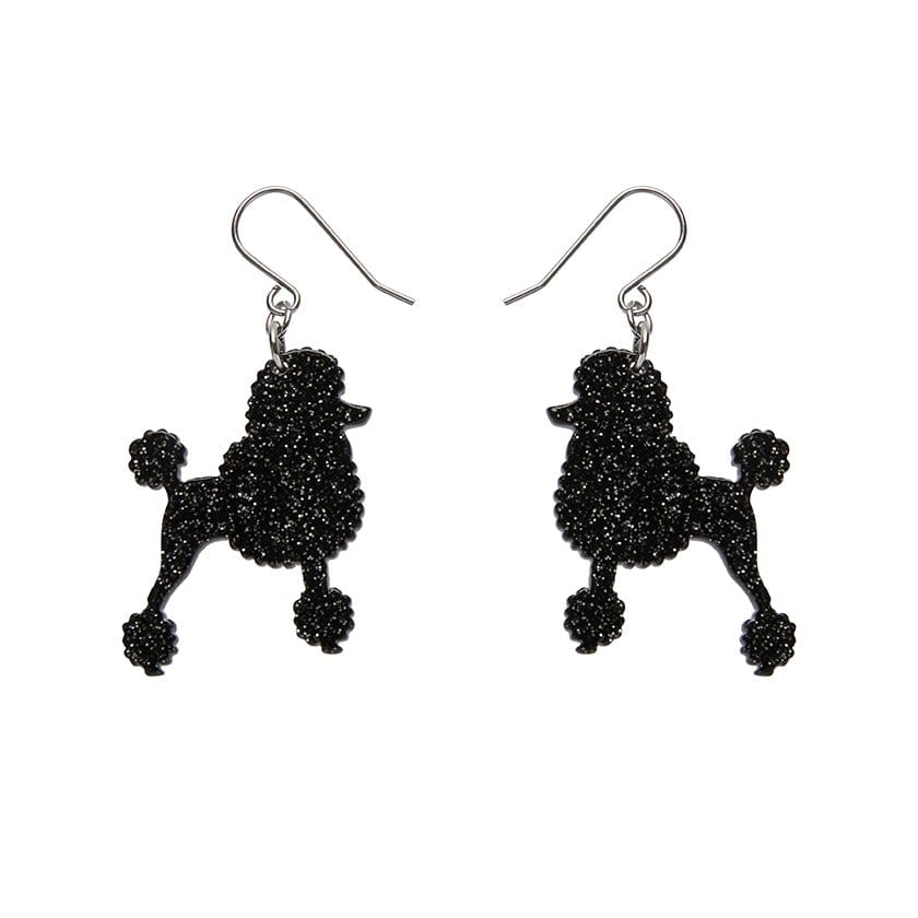 Erstwilder Paris Holiday Essentials Poodle Glitter Hook Drop Earrings - Black PH1EE08