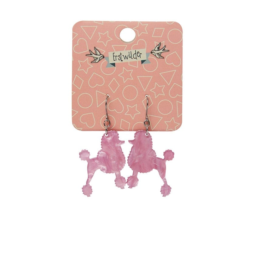 Erstwilder Paris Holiday Essentials Poodle Ripple Hook Drop Earrings - Pink PH1EE10