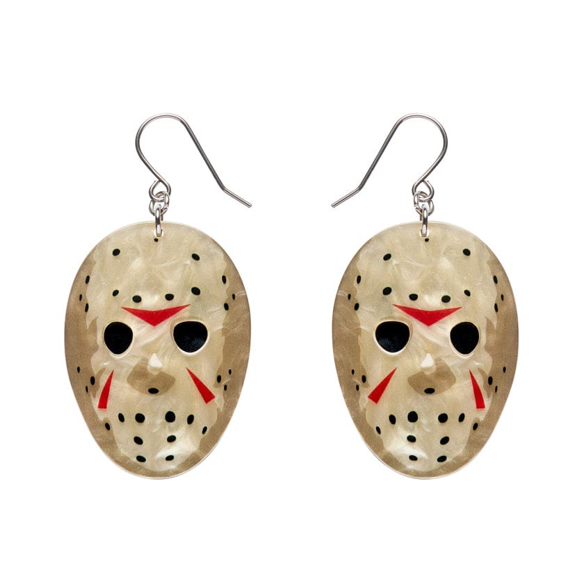 Jason Voorhees Mask Drop Earrings  -  Erstwilder  -  Quirky Resin and Enamel Accessories