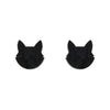 Cat Head Ripple Resin Stud Earrings - Black  -  Erstwilder Essentials  -  Quirky Resin and Enamel Accessories