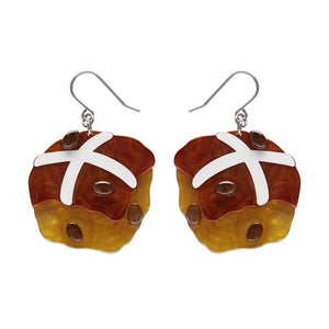 Hot Cross Cravings Drop Earrings  -  Erstwilder  -  Quirky Resin and Enamel Accessories