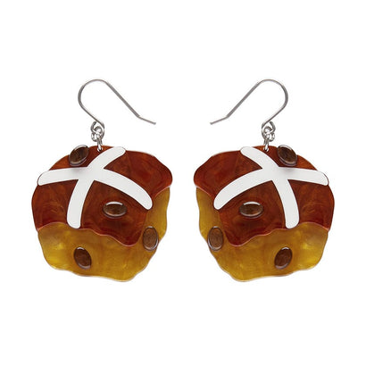 Hot Cross Cravings Drop Earrings  -  Erstwilder  -  Quirky Resin and Enamel Accessories
