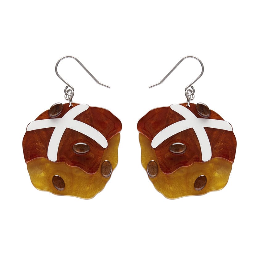 Hot Cross Cravings Drop Earrings  -  Erstwilder  -  Quirky Resin and Enamel Accessories