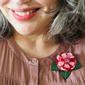 Classic Camellia Brooch  -  Erstwilder  -  Quirky Resin and Enamel Accessories