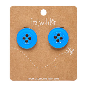Button Stud Earrings - Blue  -  Erstwilder Essentials  -  Quirky Resin and Enamel Accessories