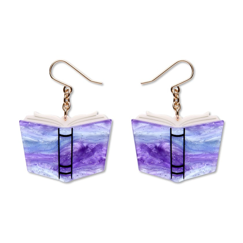 Story Book Drop Earrings - Purple  -  Erstwilder Essentials  -  Quirky Resin and Enamel Accessories