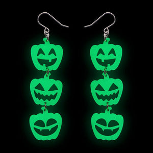 Halloween Pumpkins Drop Earrings - Glow in the Dark  -  Erstwilder Essentials  -  Quirky Resin and Enamel Accessories