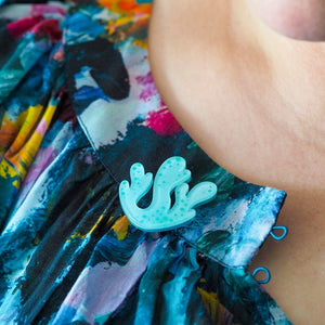 Ocean Coral Simplified Mini Brooch  -  Erstwilder Simplified  -  Quirky Resin and Enamel Accessories