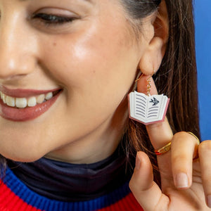 Story Book Drop Earrings - Pink  -  Erstwilder Essentials  -  Quirky Resin and Enamel Accessories