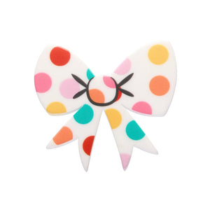 Polka Dot Bow Simplified Mini Brooch – White  -  Erstwilder Simplified  -  Quirky Resin and Enamel Accessories