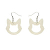 Cat Head Ripple Resin Drop Earrings - White  -  Erstwilder Essentials  -  Quirky Resin and Enamel Accessories