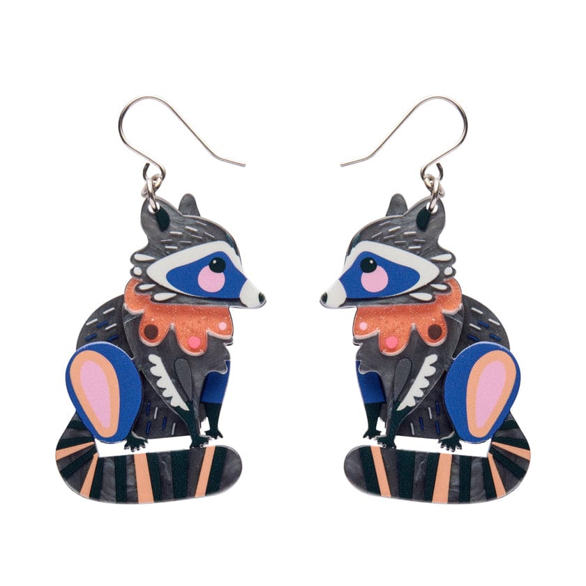 The Resourceful Raccoon Drop Earrings  -  Erstwilder  -  Quirky Resin and Enamel Accessories