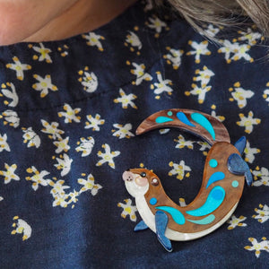 The Outgoing Otter Brooch  -  Erstwilder  -  Quirky Resin and Enamel Accessories