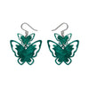Double Butterfly Drop Earrings - Green