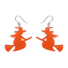 Flying Witch Drop Earrings - Orange  -  Erstwilder Essentials  -  Quirky Resin and Enamel Accessories