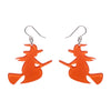 Flying Witch Drop Earrings - Orange