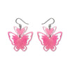 Double Butterfly Drop Earrings - Pink
