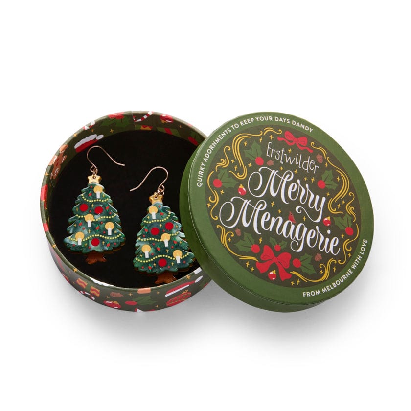 Christmas Tree Centre-Piece Drop Earrings  -  Erstwilder  -  Quirky Resin and Enamel Accessories