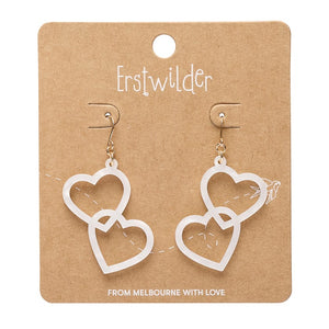 Heart Rings Drop Earrings – White  -  Erstwilder Essentials  -  Quirky Resin and Enamel Accessories