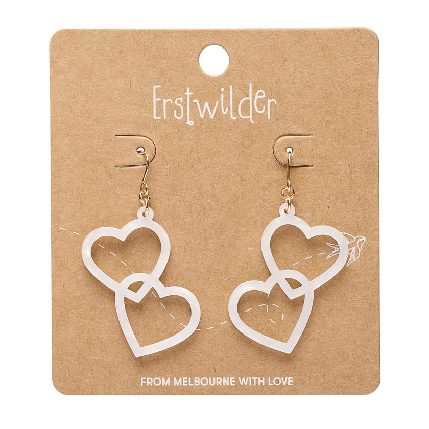 Heart Rings Drop Earrings – White  -  Erstwilder Essentials  -  Quirky Resin and Enamel Accessories