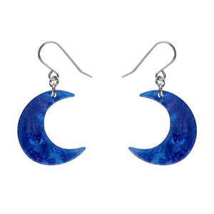 Cresent Moon Drop Earrings - Blue  -  Erstwilder Essentials  -  Quirky Resin and Enamel Accessories