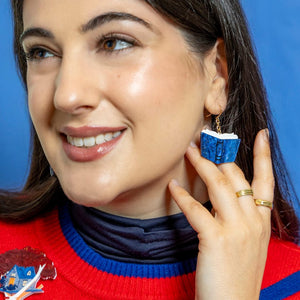 Story Book Drop Earrings - Dark Blue  -  Erstwilder Essentials  -  Quirky Resin and Enamel Accessories