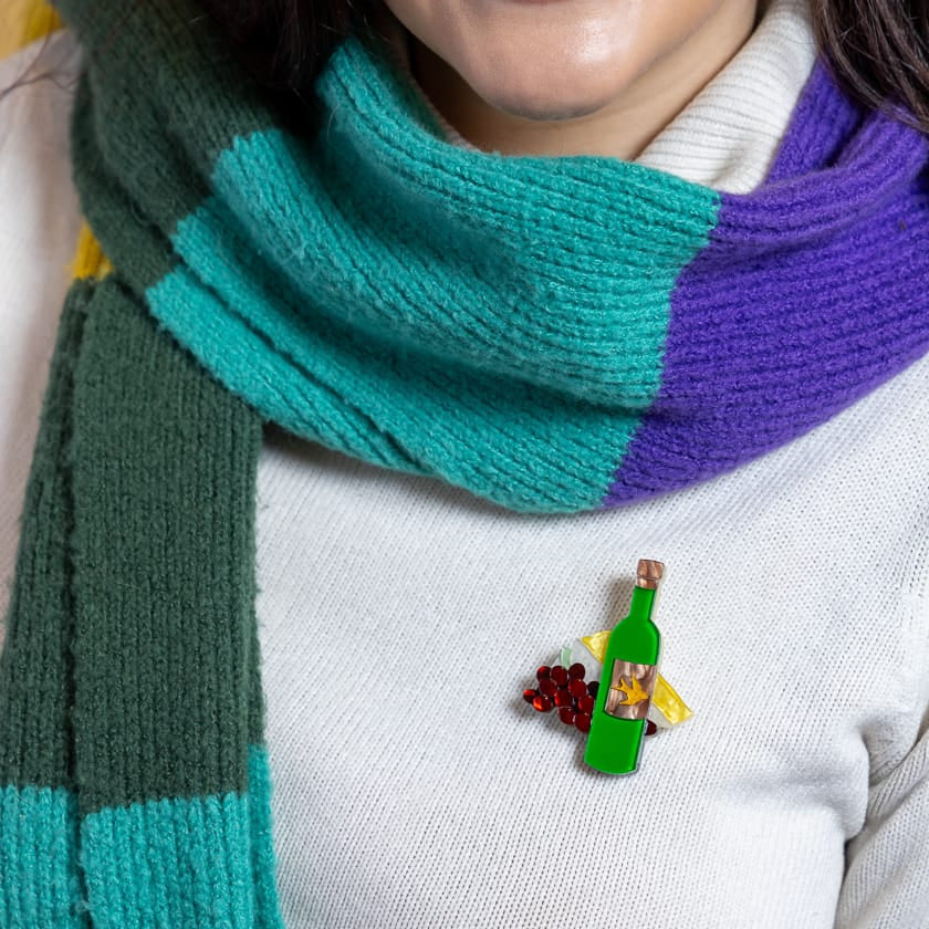 Rouge ou Blanc? Brooch  -  Erstwilder  -  Quirky Resin and Enamel Accessories