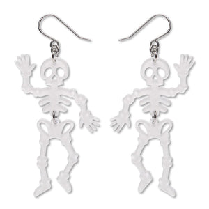 Dancing Skeletons Drop Earrings - White  -  Erstwilder Essentials  -  Quirky Resin and Enamel Accessories