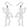 Dancing Skeletons Drop Earrings - White