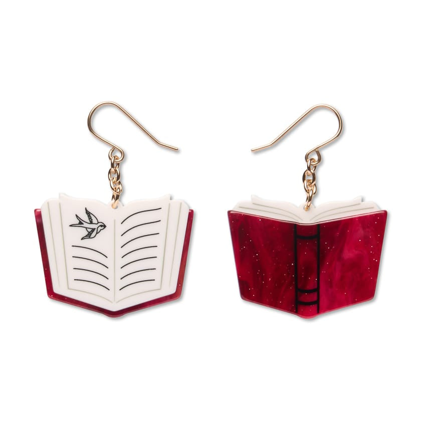 Story Book Drop Earrings - Red Pearl  -  Erstwilder Essentials  -  Quirky Resin and Enamel Accessories