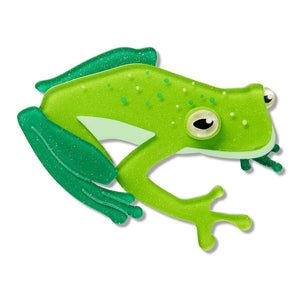 Buckley’s Giant Glass Frog Brooch  -  Erstwilder  -  Quirky Resin and Enamel Accessories