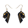 Jaguar Solid Black Resin Drop Earrings - Gold  -  Erstwilder Essentials  -  Quirky Resin and Enamel Accessories