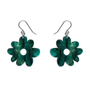 Flower Drop Earrings –Green  -  Erstwilder Essentials  -  Quirky Resin and Enamel Accessories