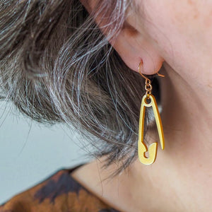 Safety Pin Drop Earrings - Gold  -  Erstwilder Essentials  -  Quirky Resin and Enamel Accessories