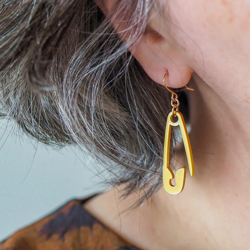 Safety Pin Drop Earrings - Gold  -  Erstwilder Essentials  -  Quirky Resin and Enamel Accessories