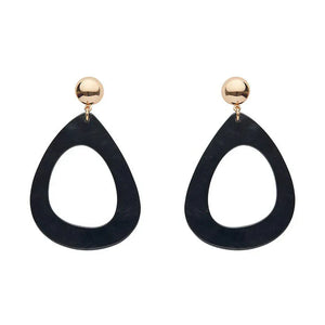 Statement Ripple Resin Tear Drop Earrings - Black  -  Erstwilder Essentials  -  Quirky Resin and Enamel Accessories