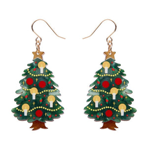 Christmas Tree Centre-Piece Drop Earrings  -  Erstwilder  -  Quirky Resin and Enamel Accessories