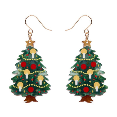 Christmas Tree Centre-Piece Drop Earrings  -  Erstwilder  -  Quirky Resin and Enamel Accessories