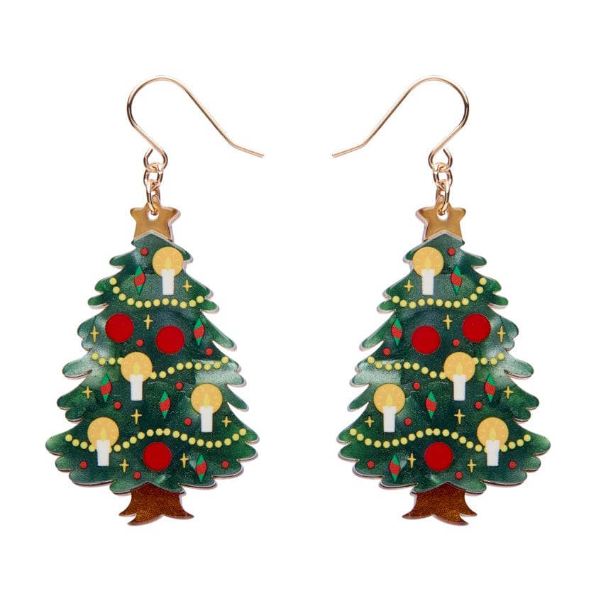 Christmas Tree Centre-Piece Drop Earrings  -  Erstwilder  -  Quirky Resin and Enamel Accessories